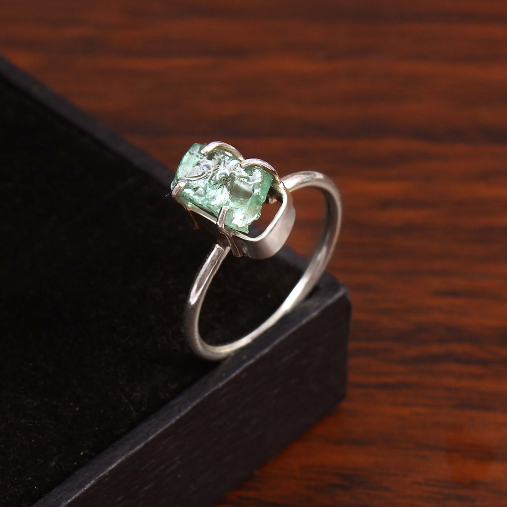 Natural Green Amethyst Free Size Rough Gemstone Ring
