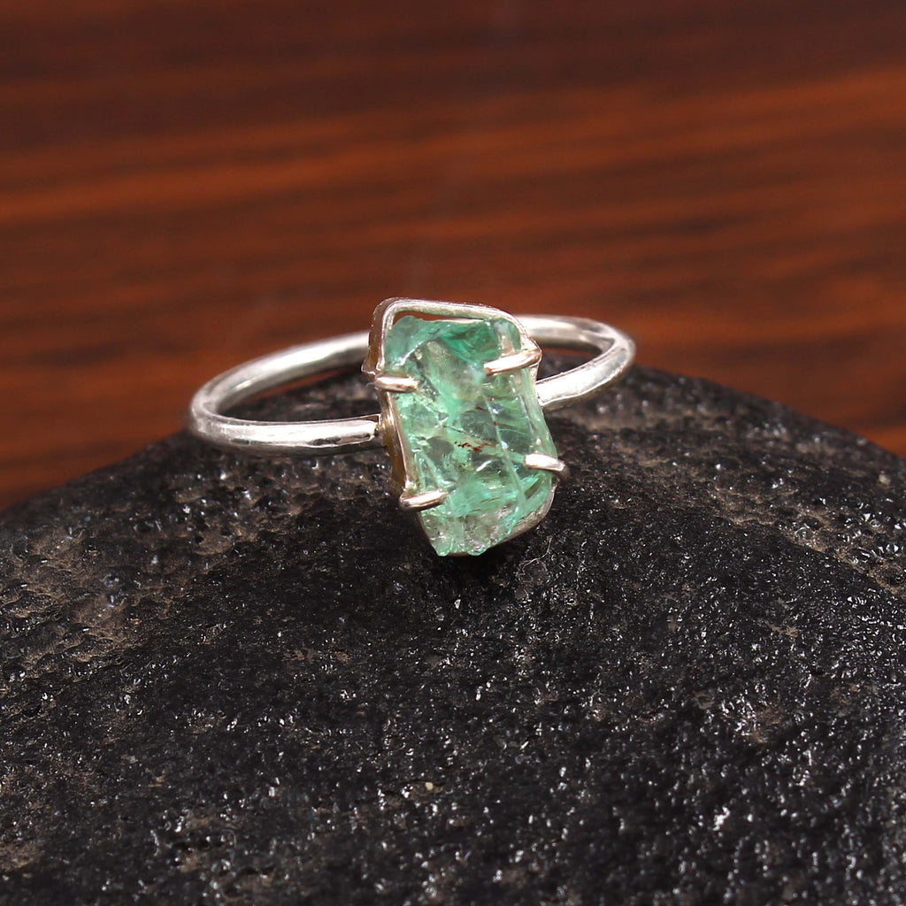 Natural Green Amethyst Free Size Rough Gemstone Ring