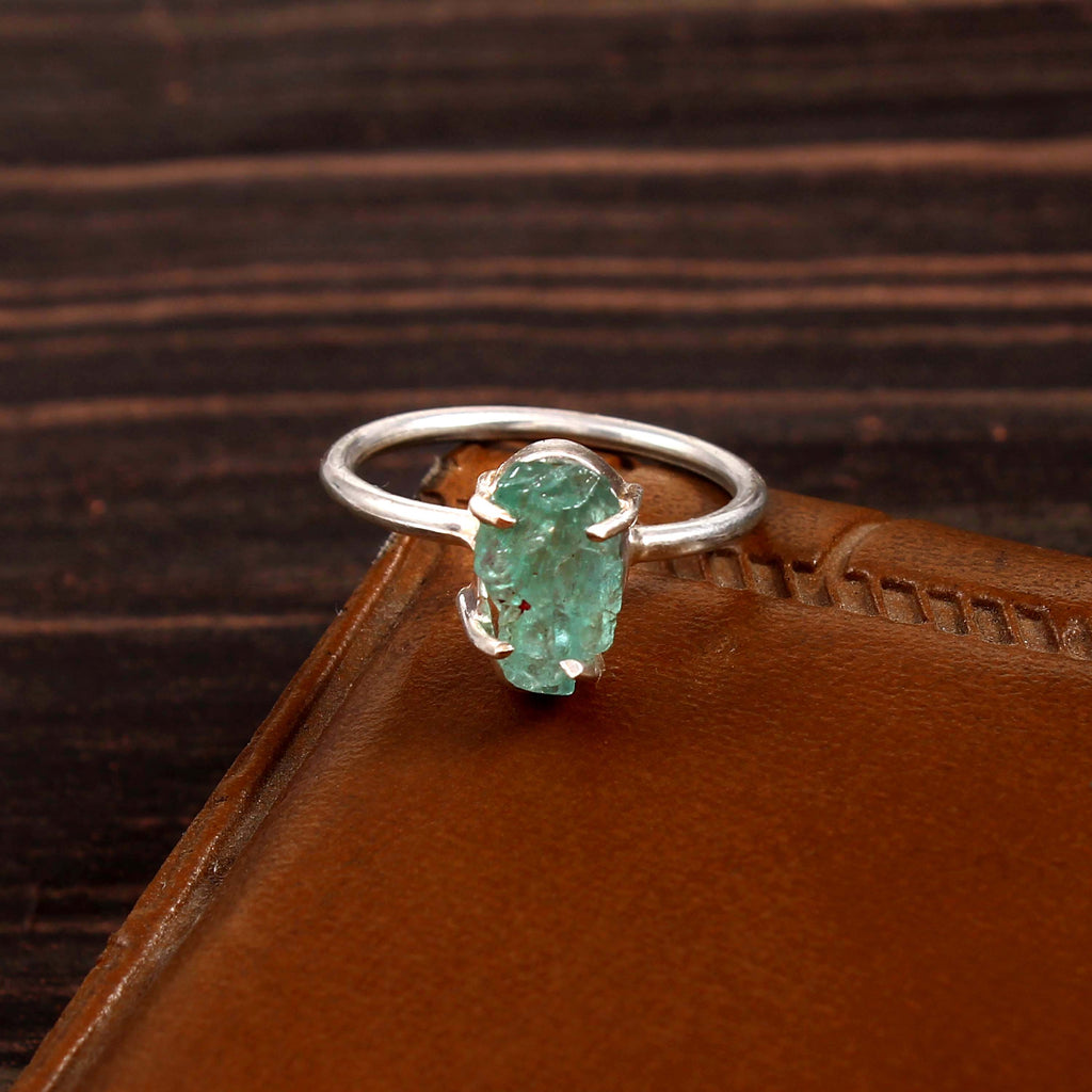 Natural Green Amethyst Free Size Rough Gemstone Ring