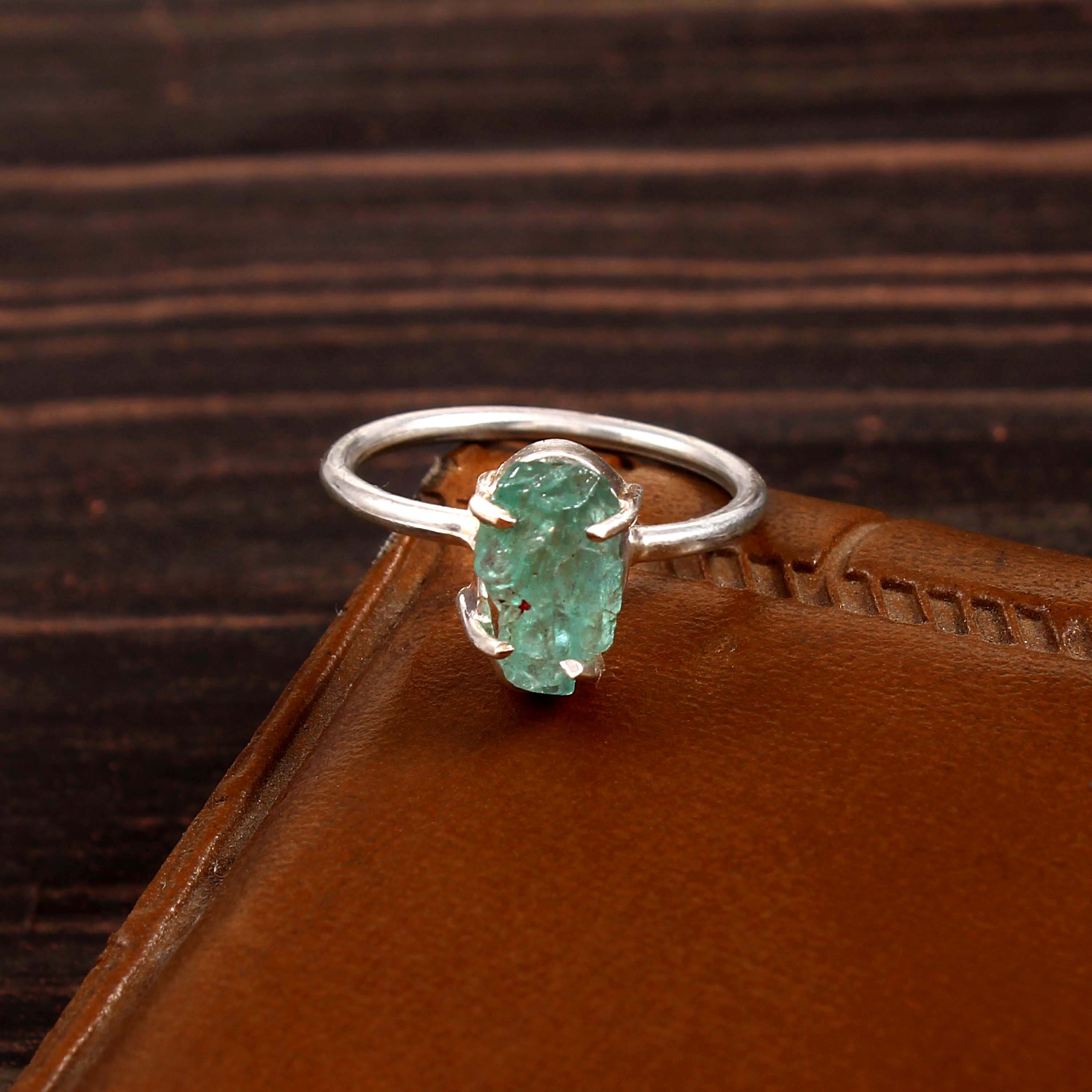 Natural Green Amethyst Free Size Rough Gemstone Ring