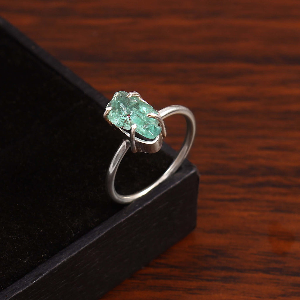 Natural Green Amethyst Free Size Rough Gemstone Ring