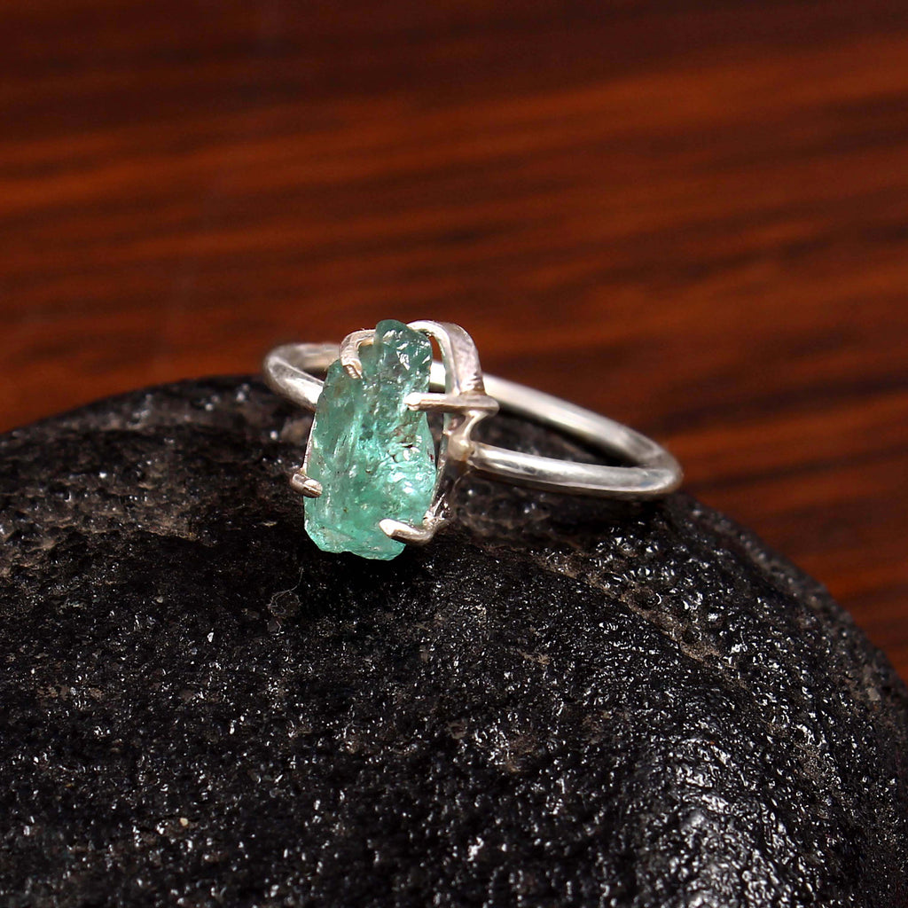 Natural Green Amethyst Free Size Rough Gemstone Ring