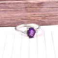 Natural Purple Amethyst Prong Set Gemstone Ring