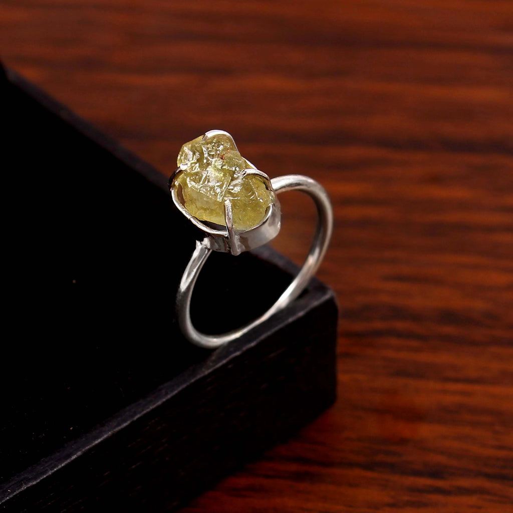 Natural Yellow Sapphire Free Size Rough Gemstone Ring