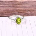 Natural Green Peridot Prong Set Gemstone Ring