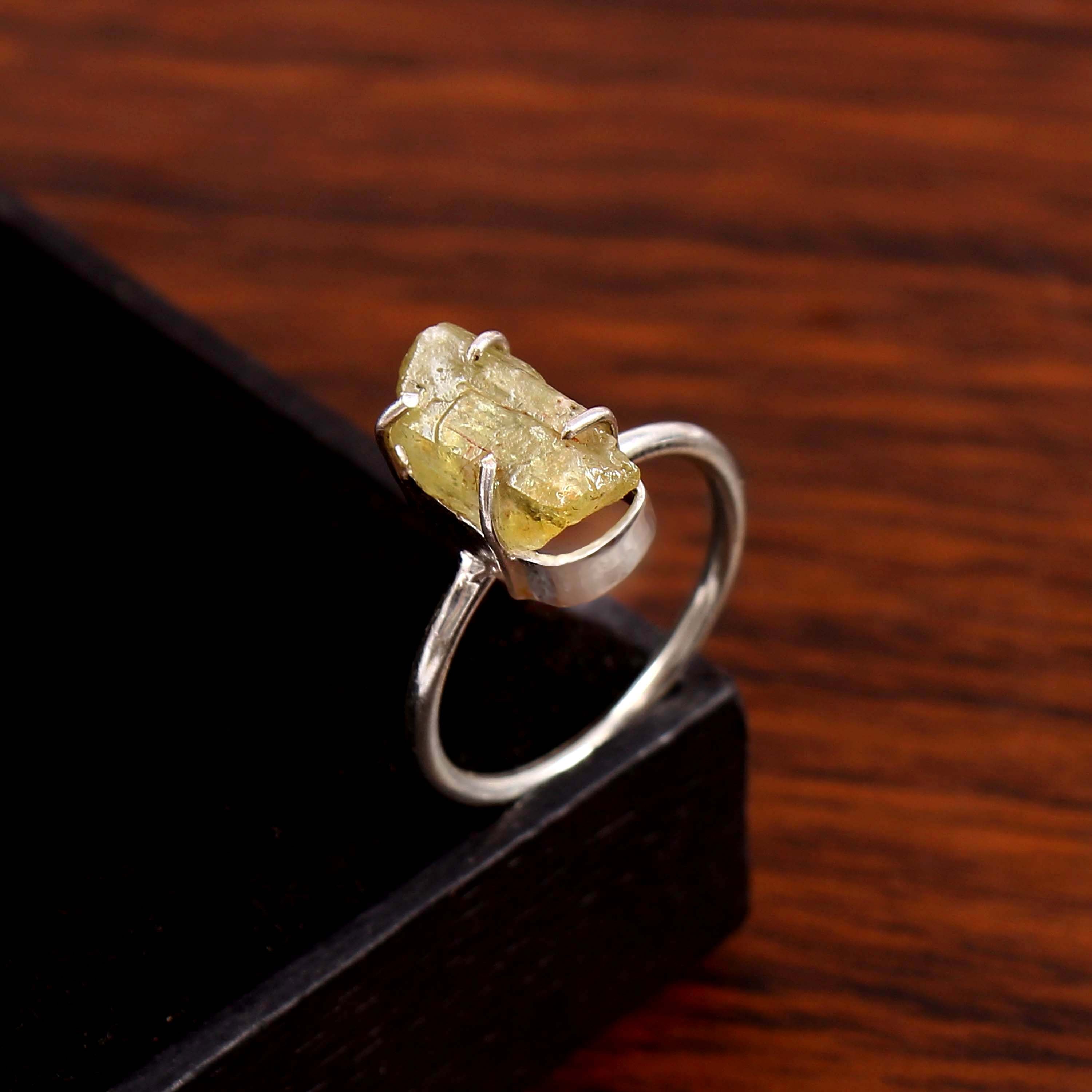 Natural Yellow Quartz Free Size Rough Gemstone Ring