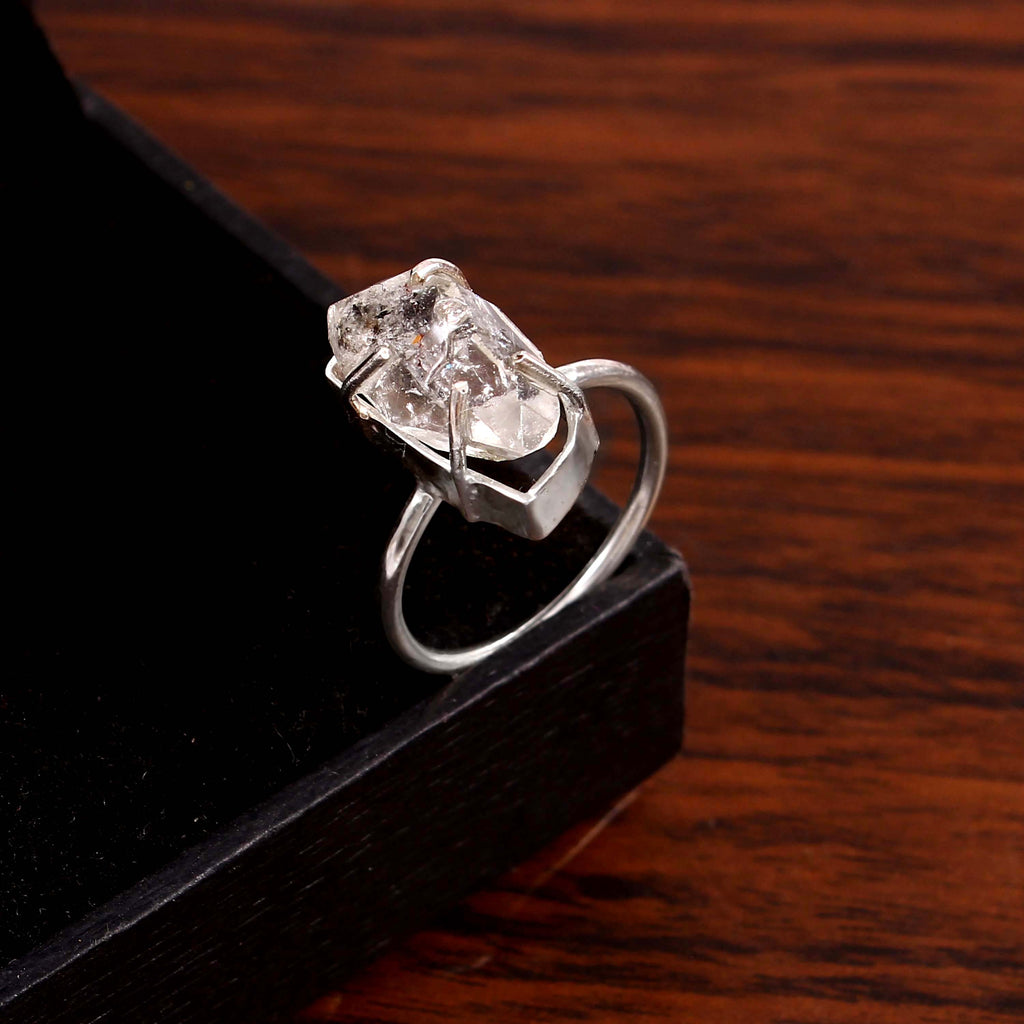 Natural Herkimar Diamond Free Size Rough Gemstone Ring