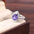 Natural Purple Amethyst Prong Set Gemstone Ring