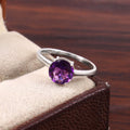 Natural Purple Amethyst Prong Set Gemstone Ring