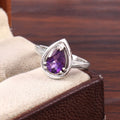 Natural Purple Amethyst Prong Set Gemstone Ring