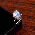 Natural Rainbow Moonstone Free Size Rough Gemstone Ring