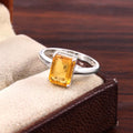 Natural Yellow Citrine Prong Set Gemstone Ring