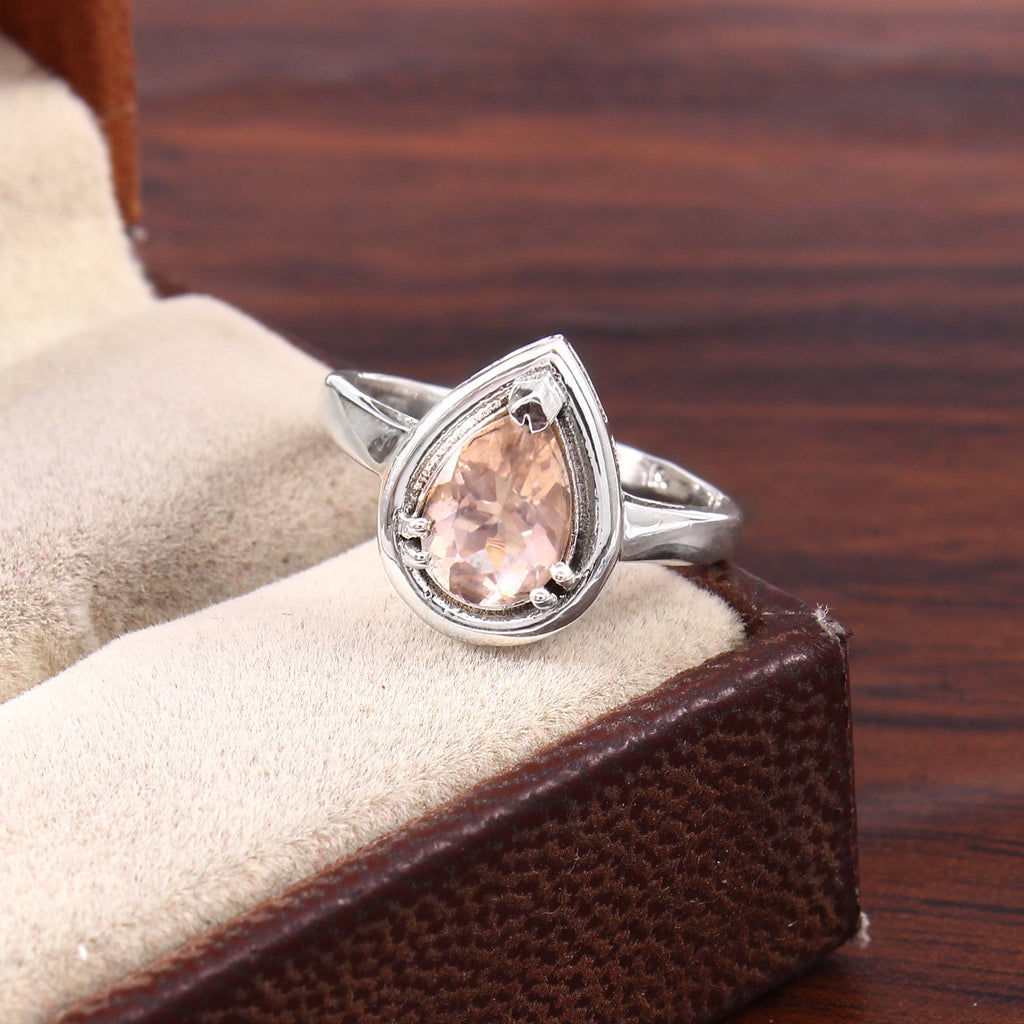 Natural Pink Morganite Prong Set Gemstone Ring