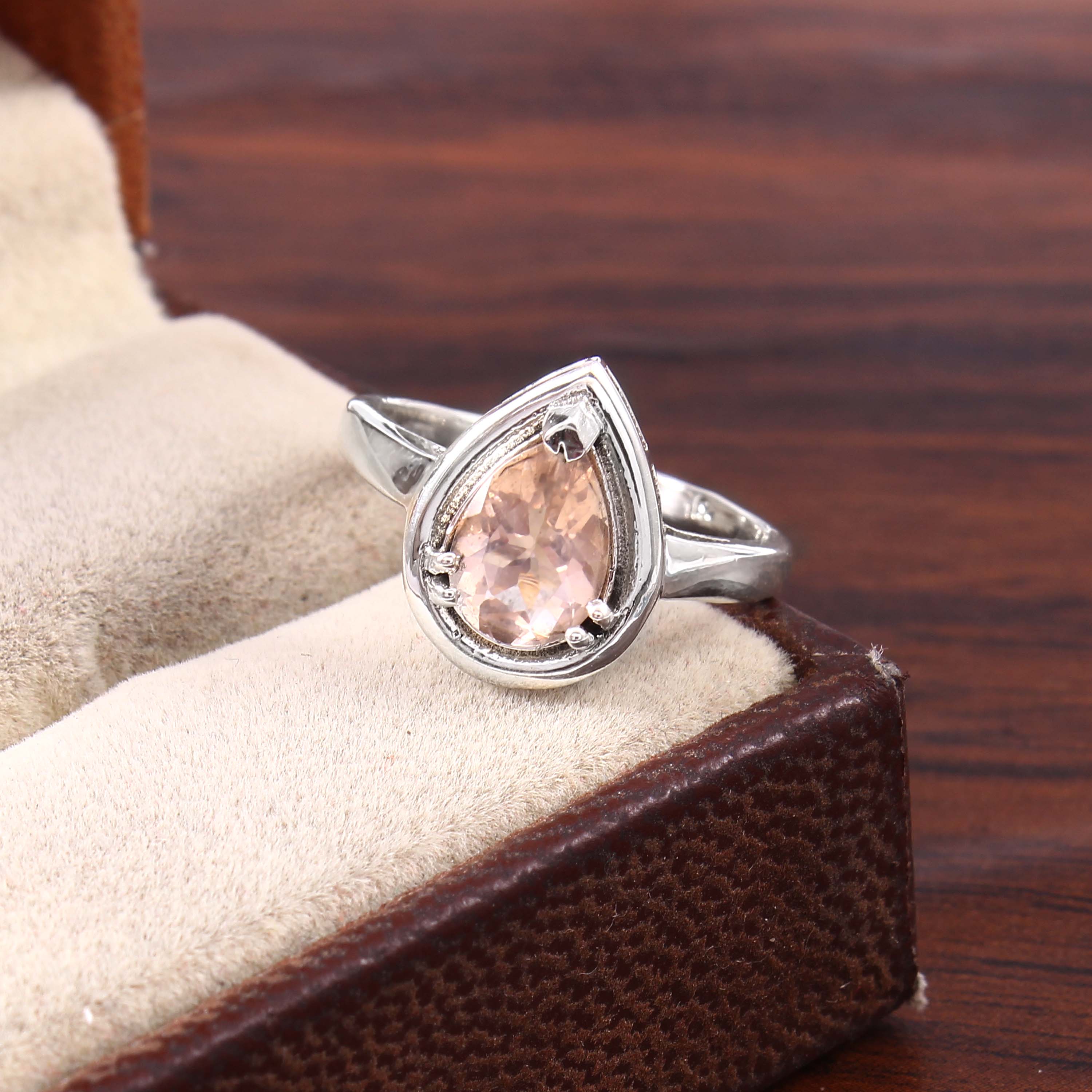 Natural Pink Morganite Prong Set Gemstone Ring