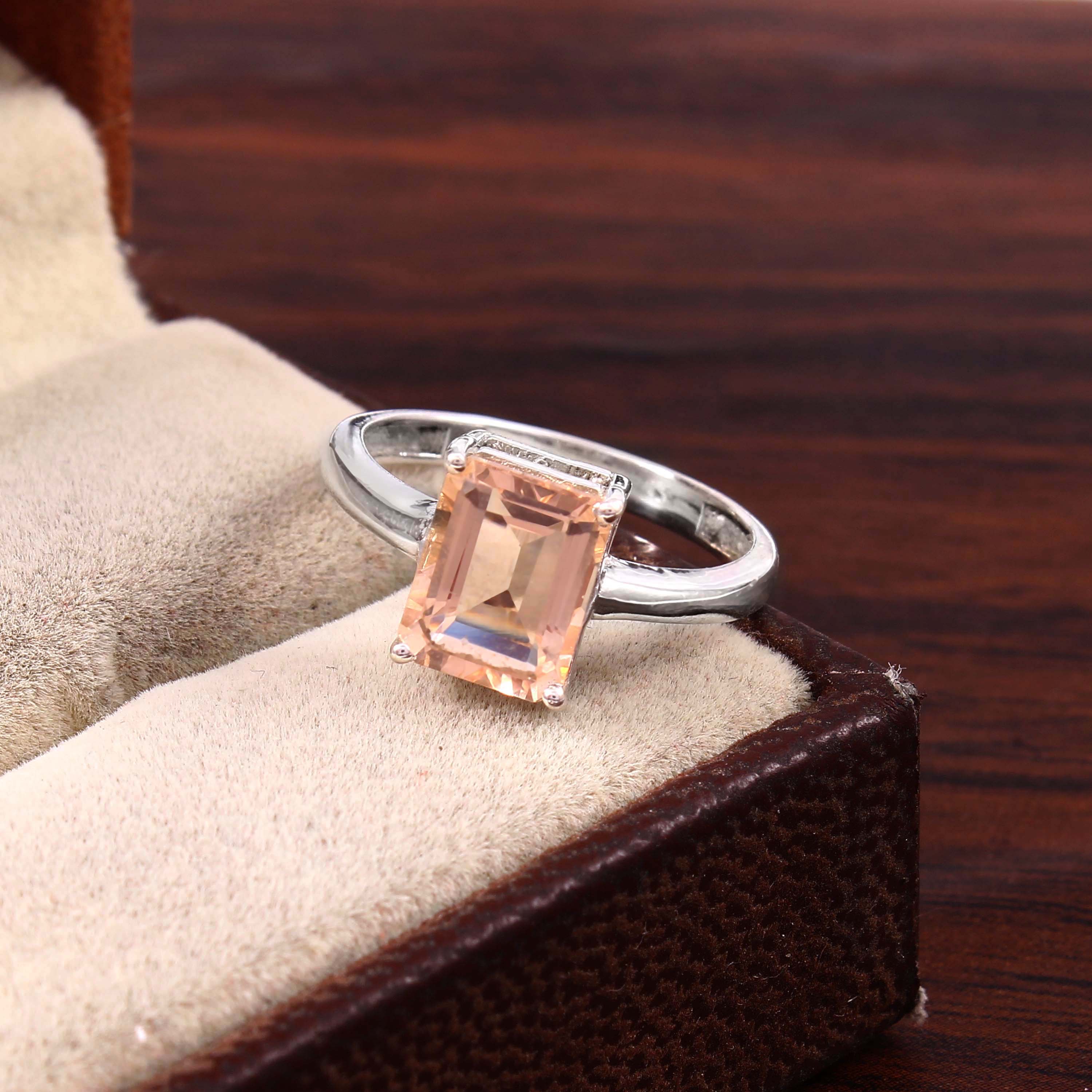 Natural Pink Morganite Prong Set Gemstone Ring
