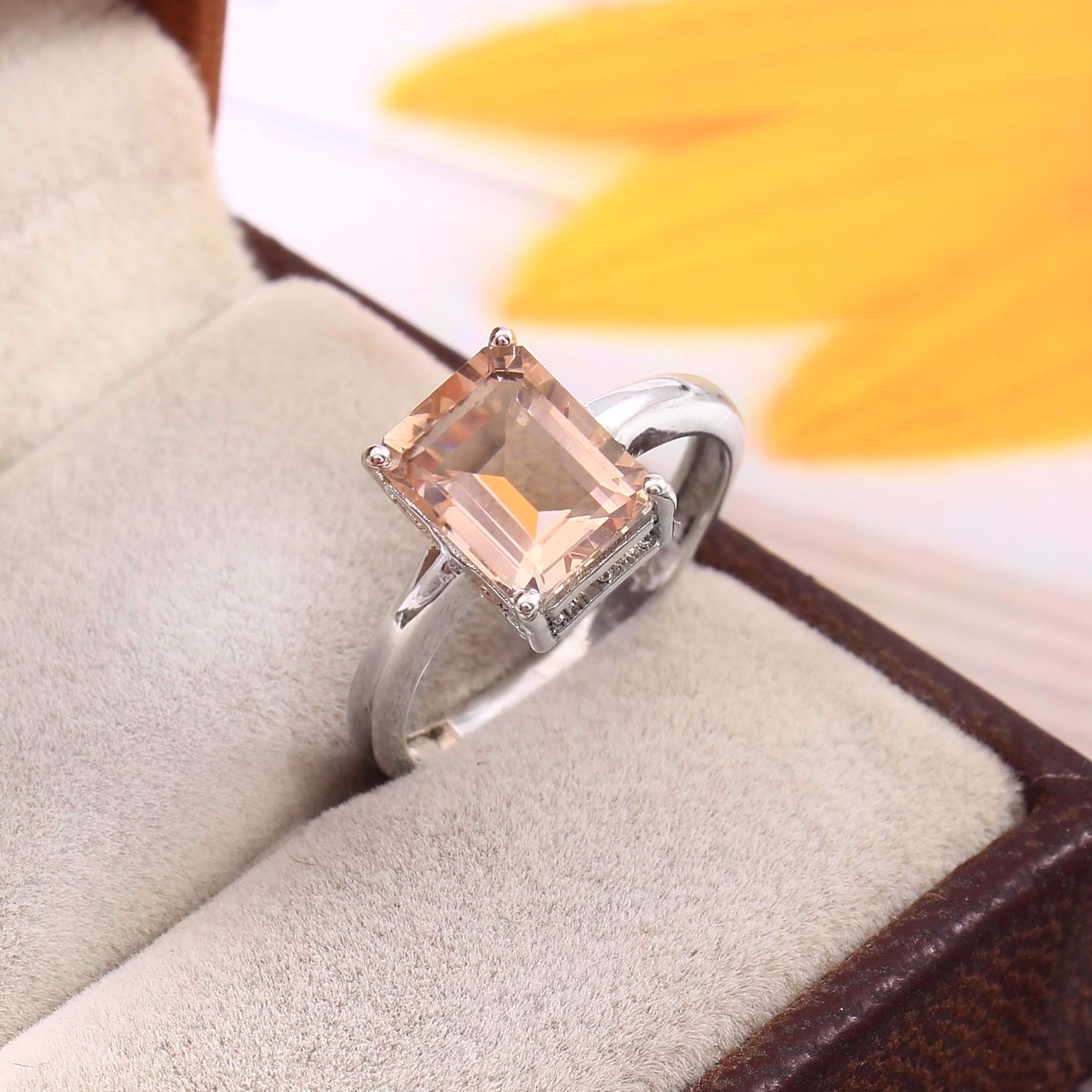 Natural Pink Morganite Prong Set Gemstone Ring
