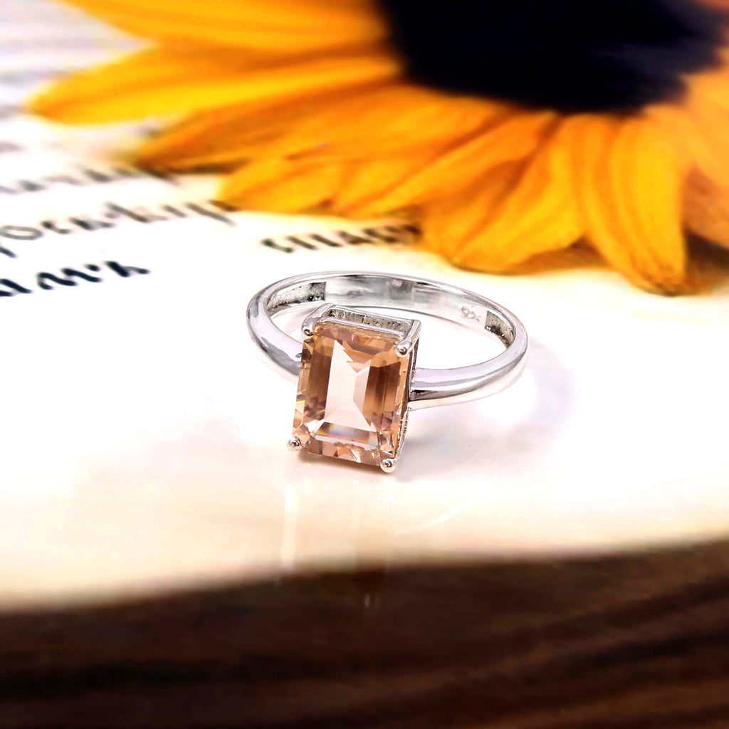 Natural Pink Morganite Prong Set Gemstone Ring