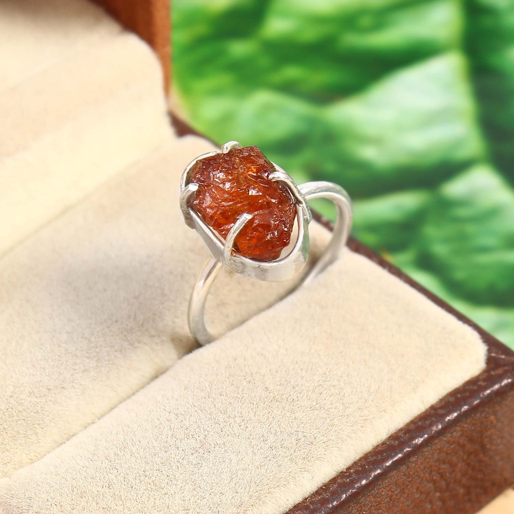 Natural Red Sunstone Free Size Rough Gemstone Ring
