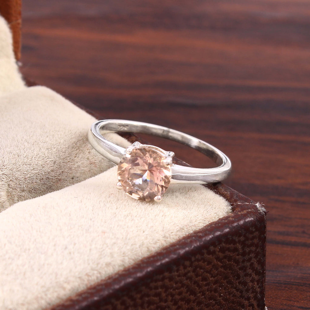 Natural Pink Morganite Prong Set Gemstone Ring