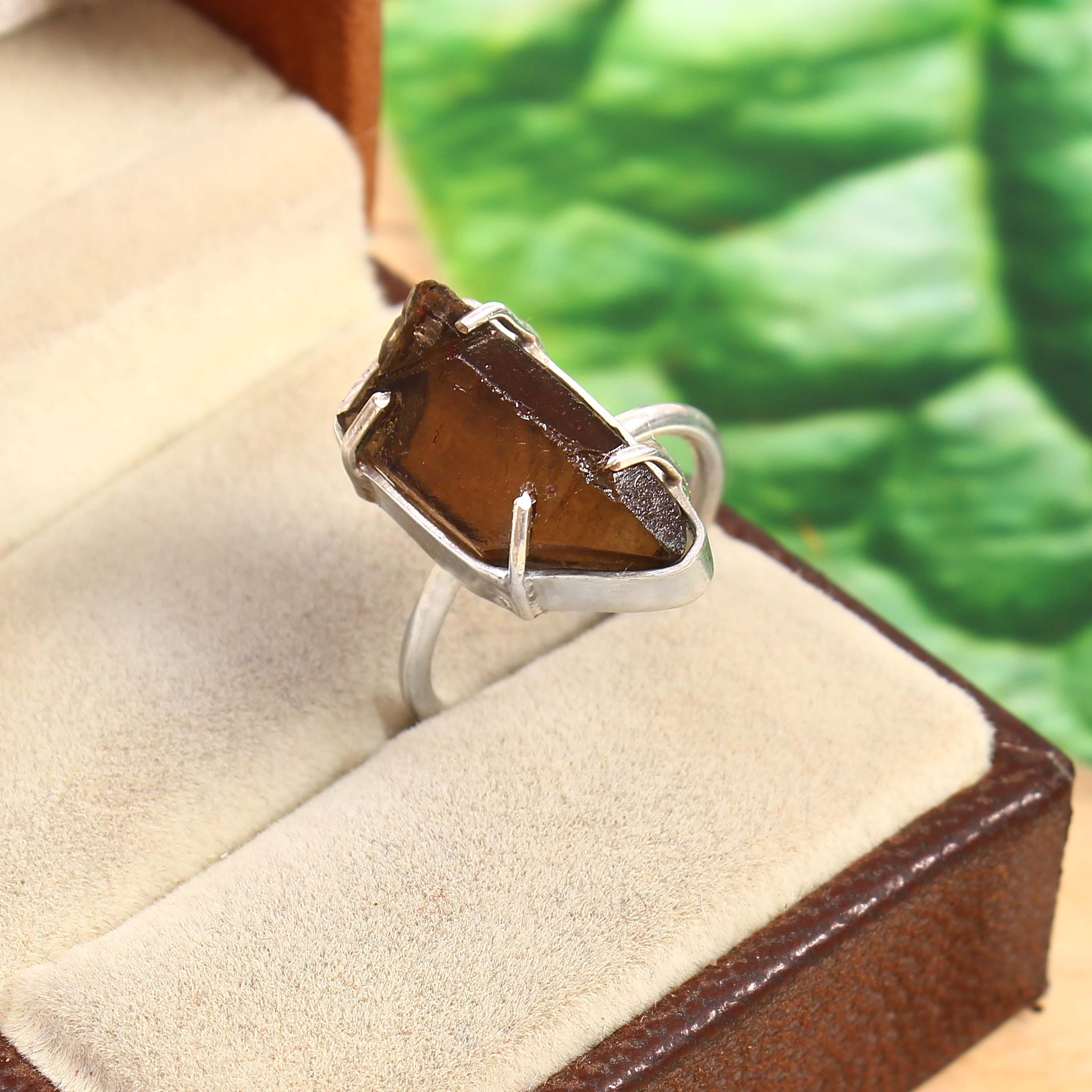 Natural Smoky Quartz Free Size Rough Gemstone Ring