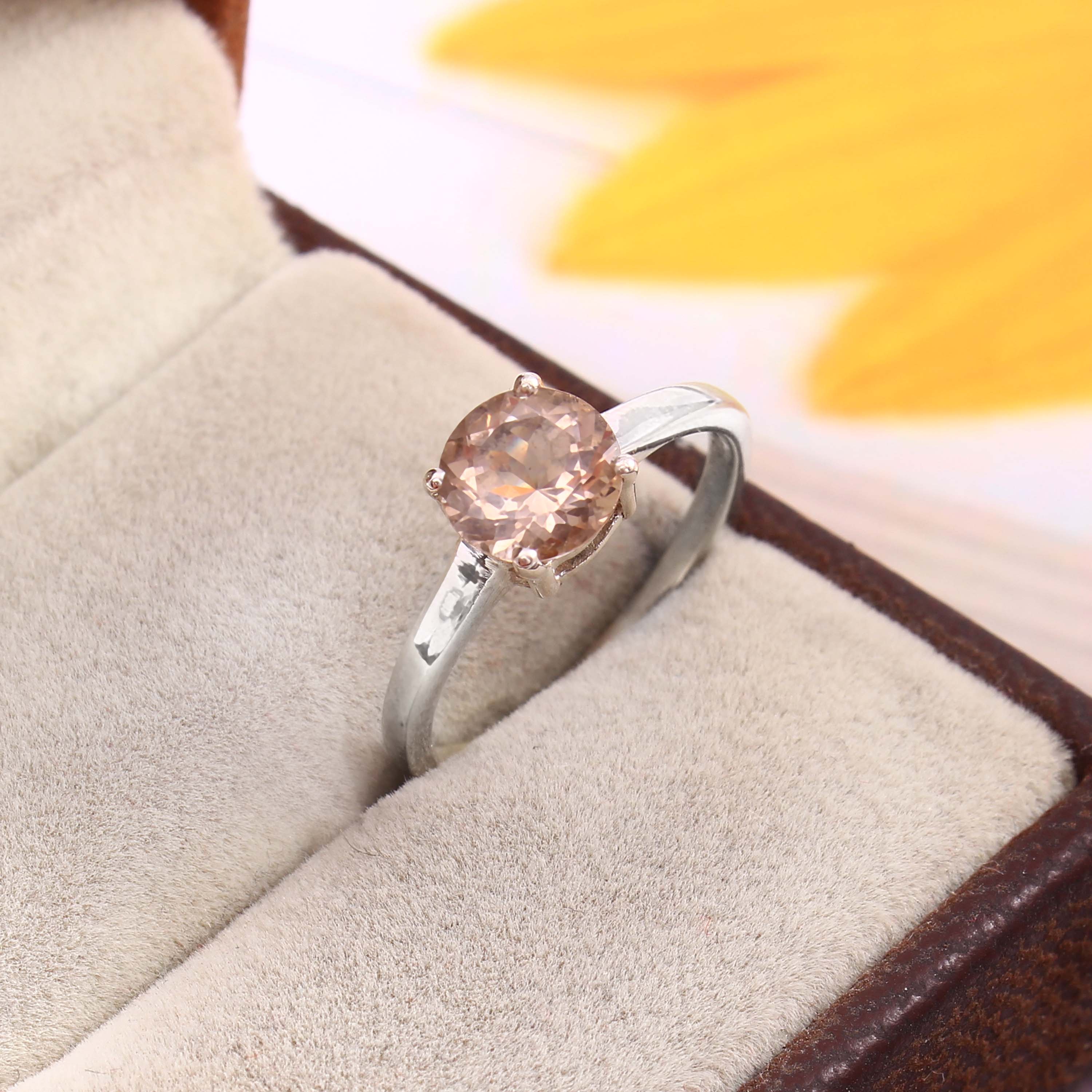 Natural Pink Morganite Prong Set Gemstone Ring