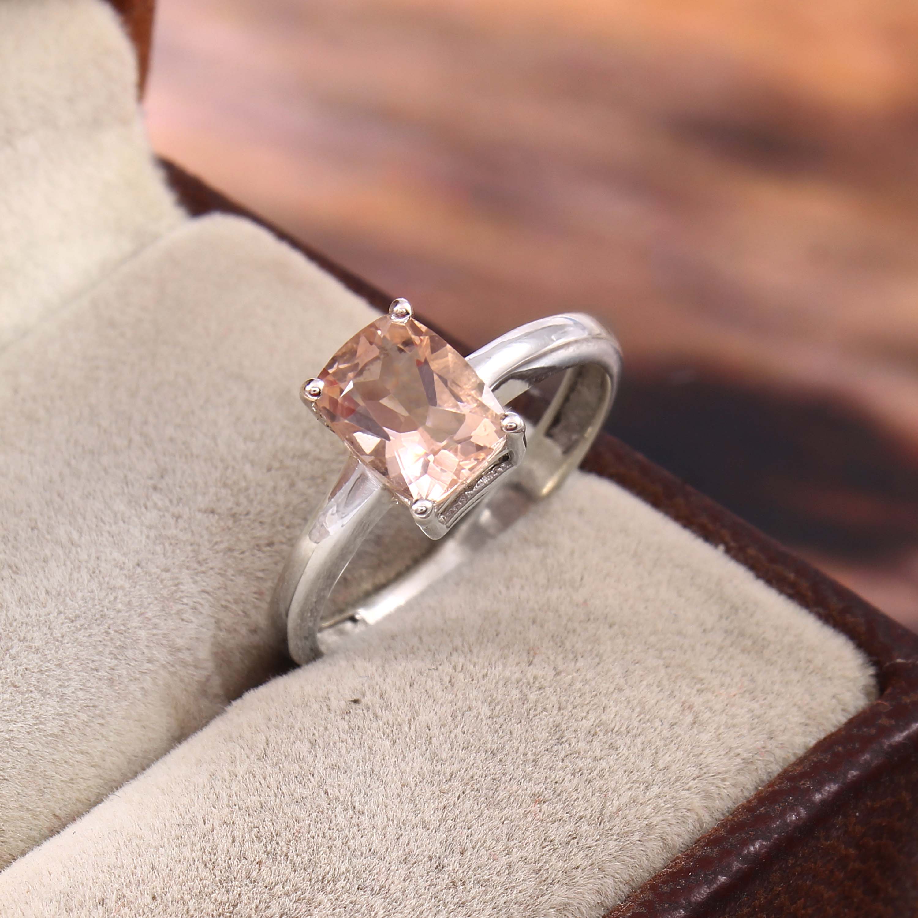 Natural Pink Morganite Prong Set Gemstone Ring