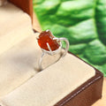 Natural Red Sunstone Free Size Rough Gemstone Ring