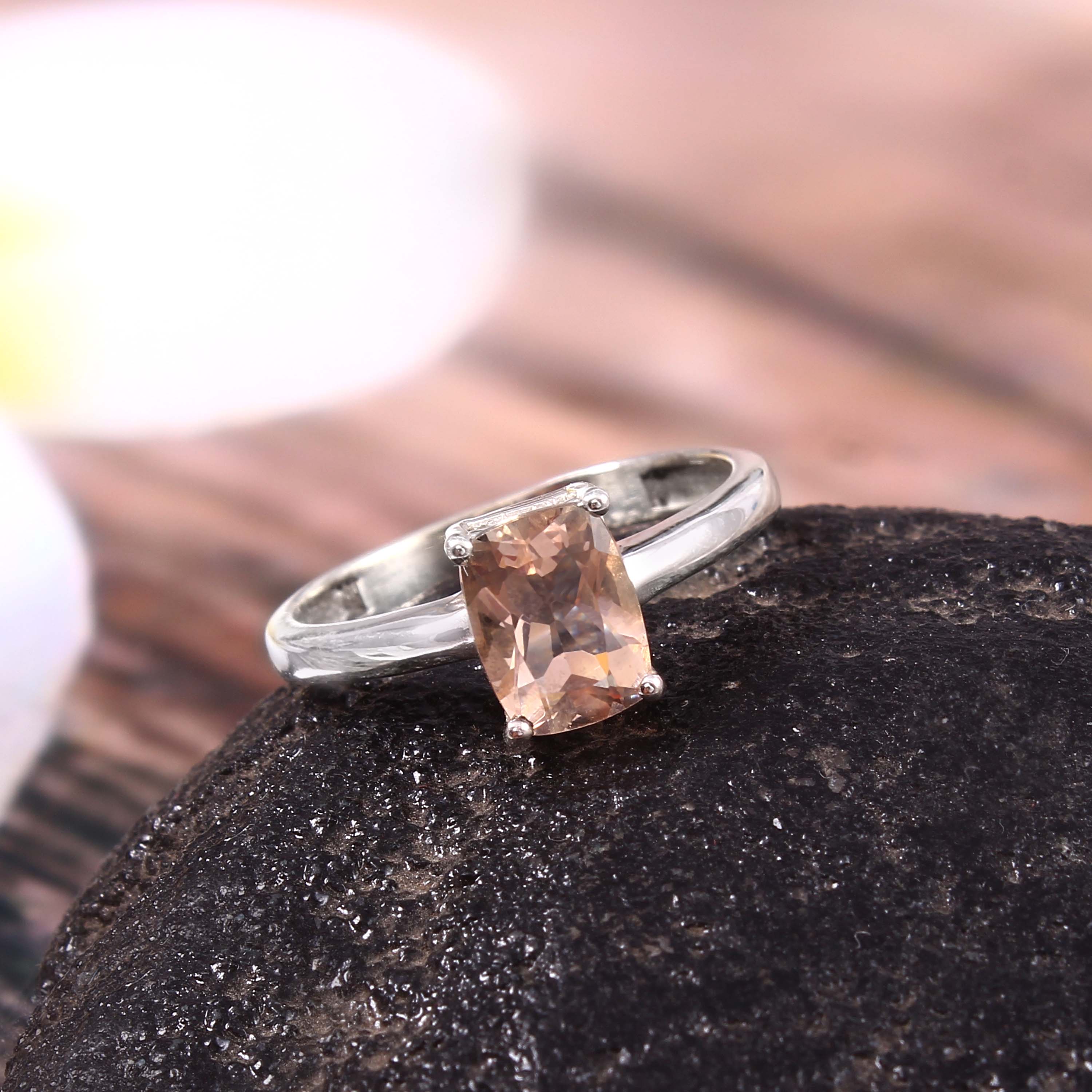 Natural Pink Morganite Prong Set Gemstone Ring