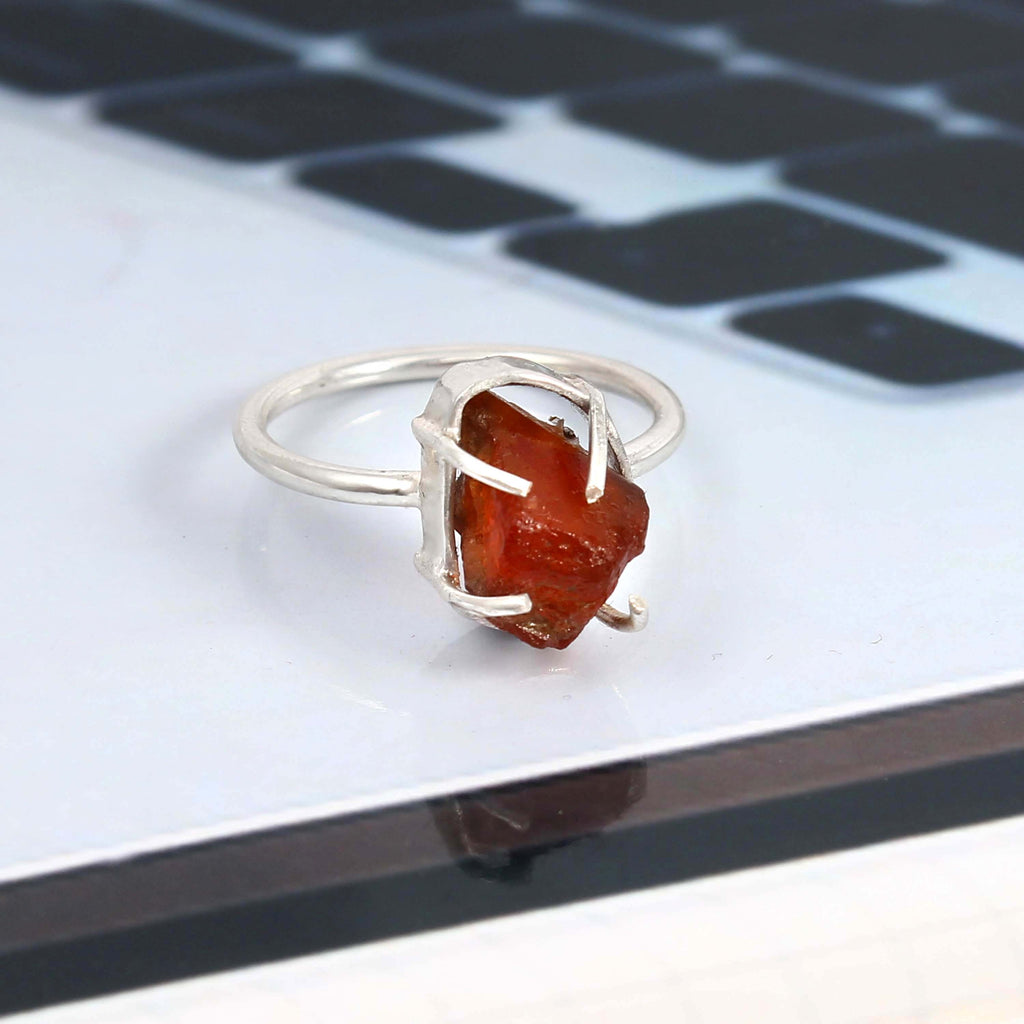 Natural Red Sunstone Free Size Rough Gemstone Ring