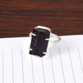Natural Black Tourmaline Free Size Rough Gemstone Ring