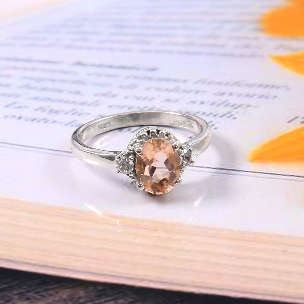 Natural Pink Morganite Prong Set Gemstone Ring