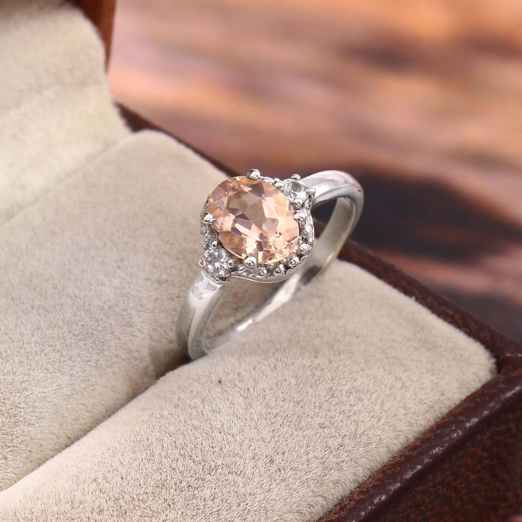 Natural Pink Morganite Prong Set Gemstone Ring