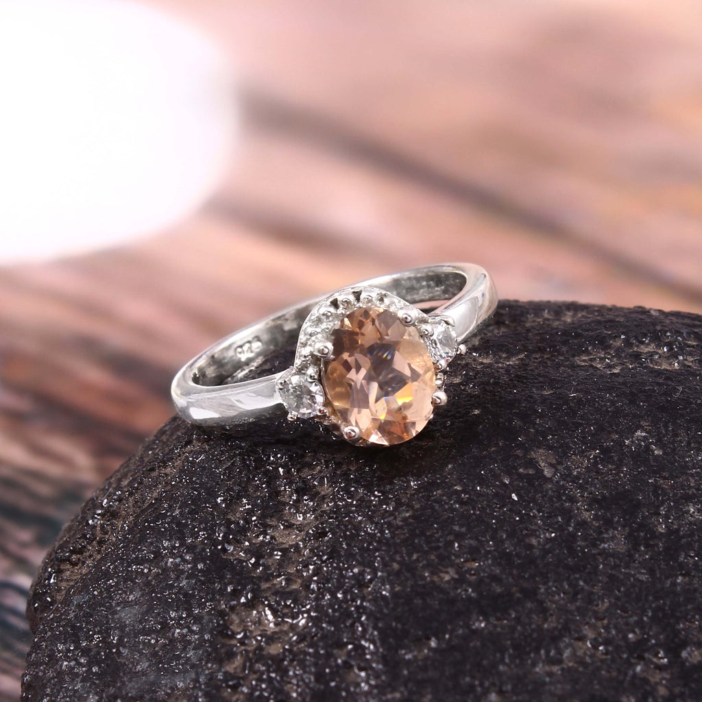 Natural Pink Morganite Prong Set Gemstone Ring