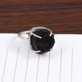 Natural Black Tourmaline Free Size Rough Gemstone Ring