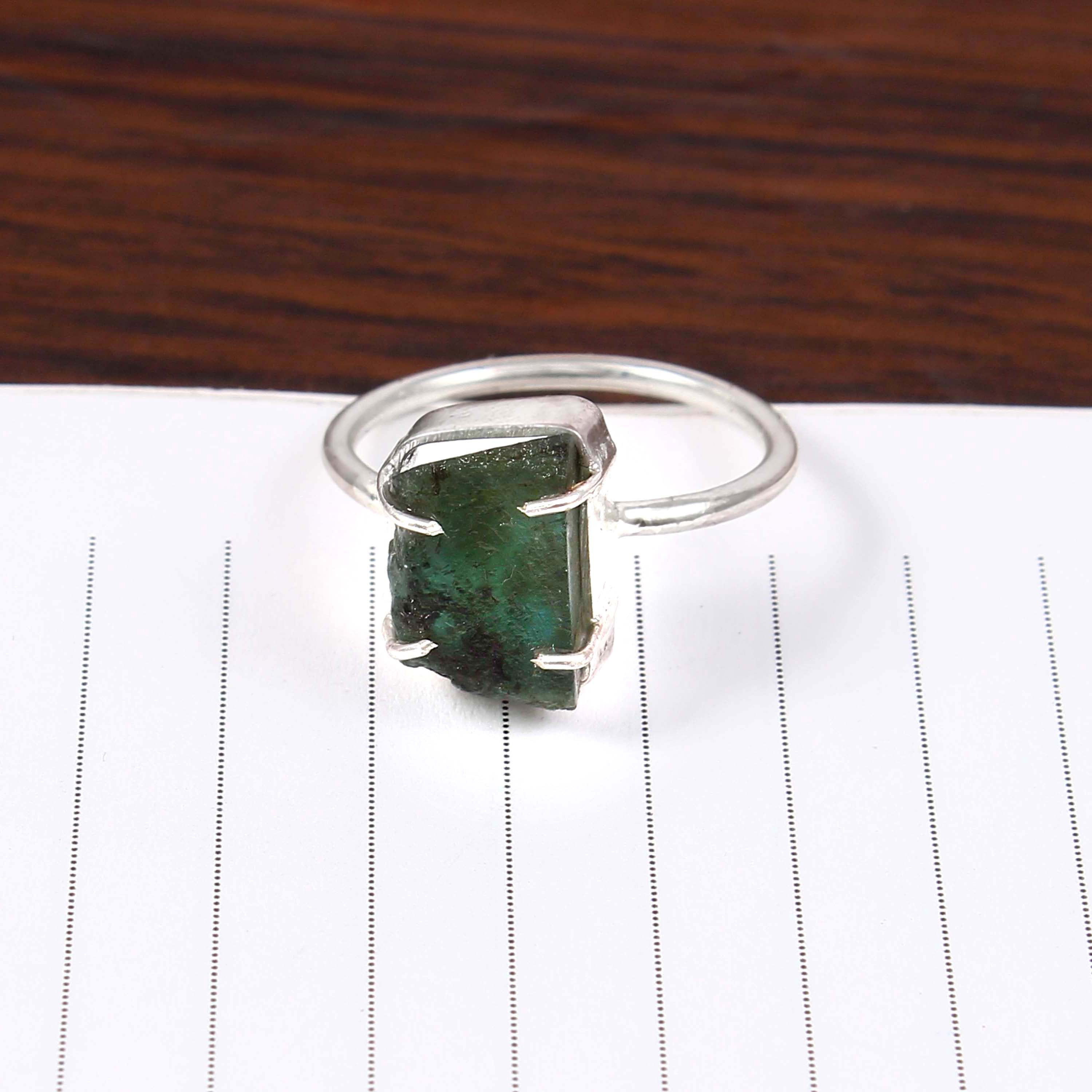 Natural Green Tourmaline Free Size Rough Gemstone Ring