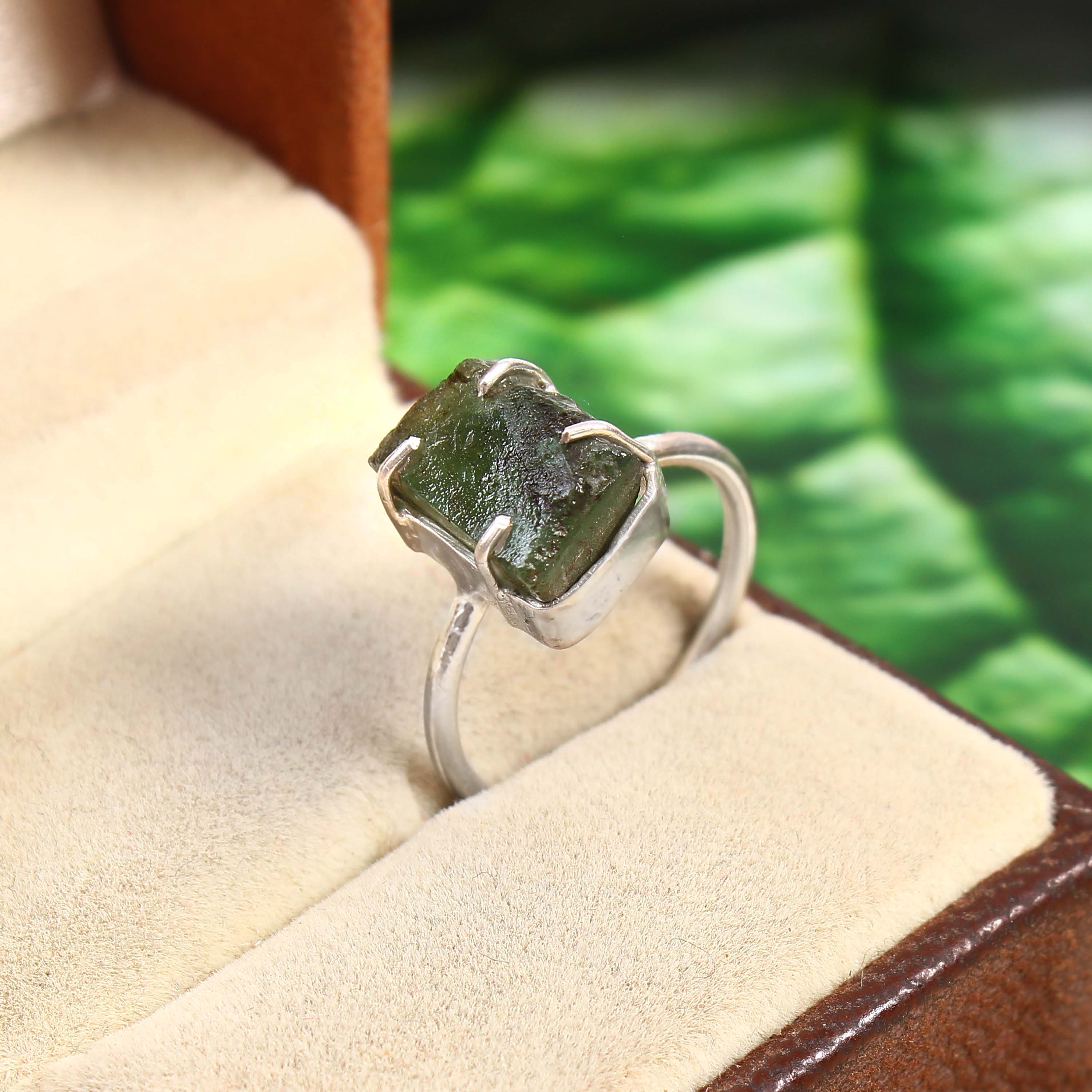 Natural Green Tourmaline Free Size Rough Gemstone Ring