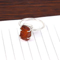 Natural Red Sunstone Free Size Rough Gemstone Ring
