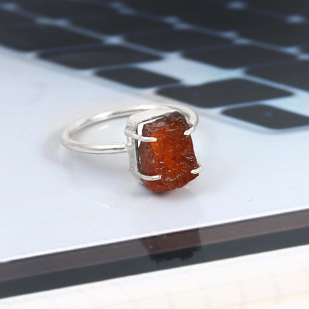 Natural Red Sunstone Free Size Rough Gemstone Ring