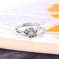 Natural Green Rutile Quartz Prong Set Gemstone Ring