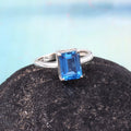 Natural Sky Blue Topaz Octagon Cut Prong Set Gemstone Ring