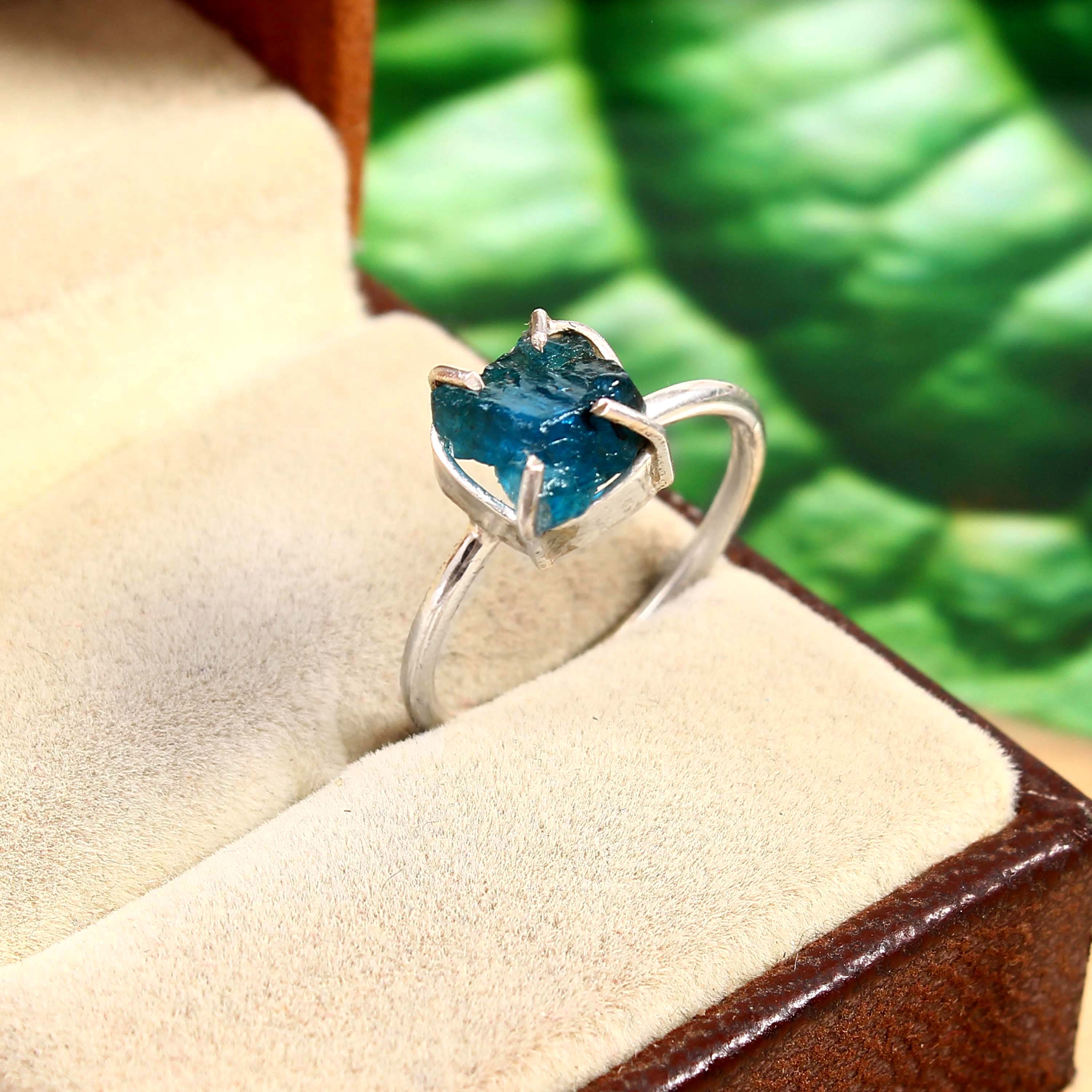 Natural Blue Tourmaline Free Size Rough Gemstone Ring