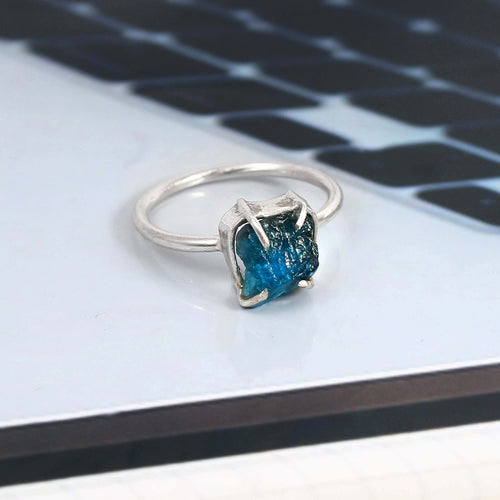 Natural Blue Tourmaline Free Size Rough Gemstone Ring