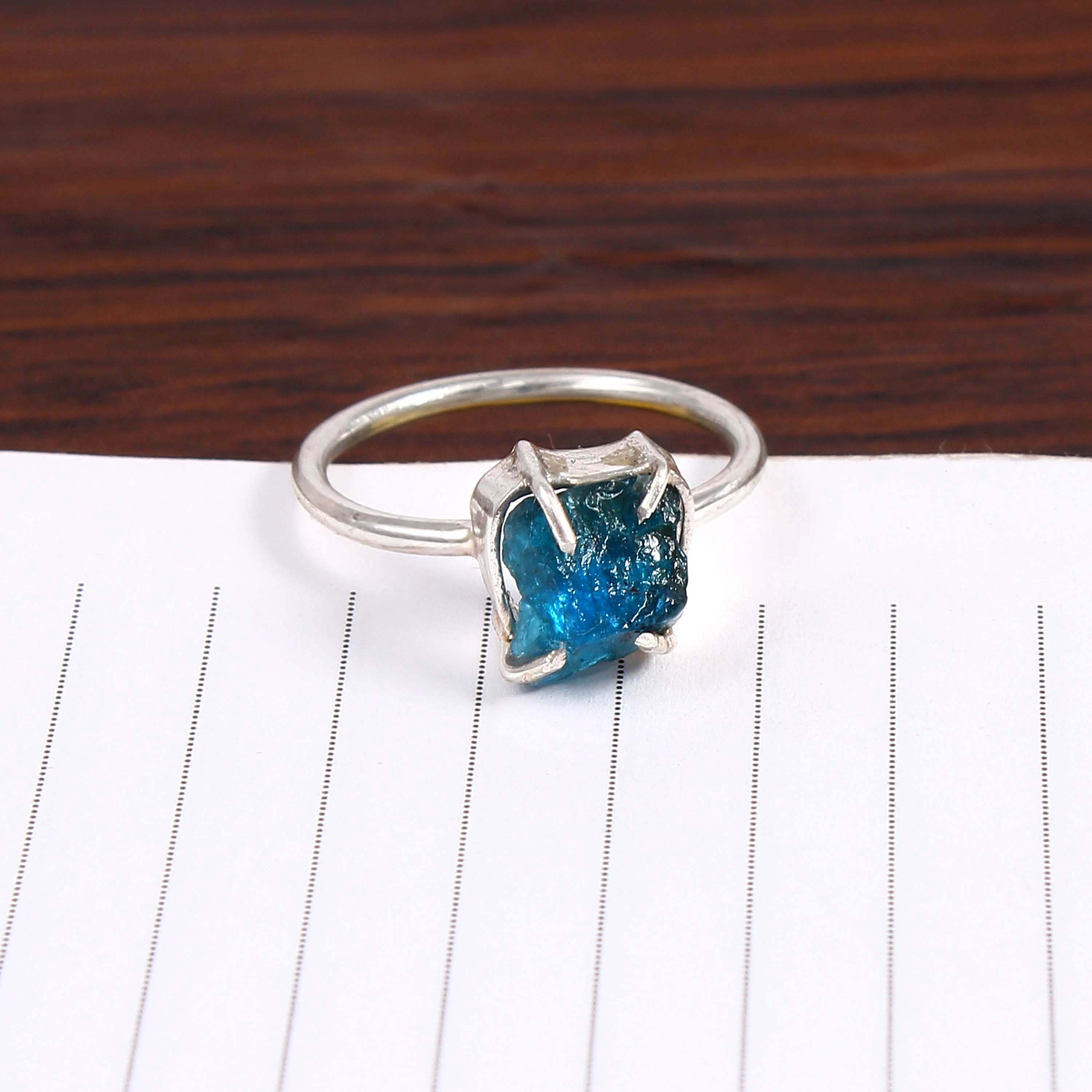 Natural Blue Tourmaline Free Size Rough Gemstone Ring