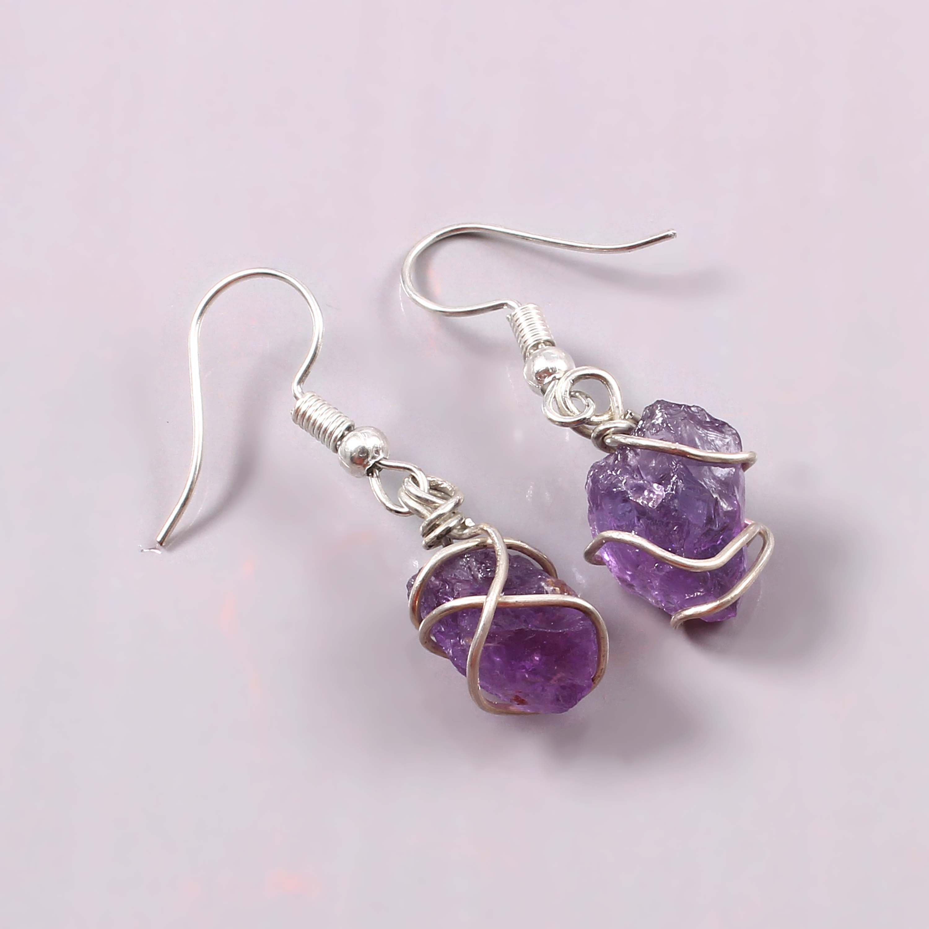 Natural Dark Amethyst Gemstone Earrings