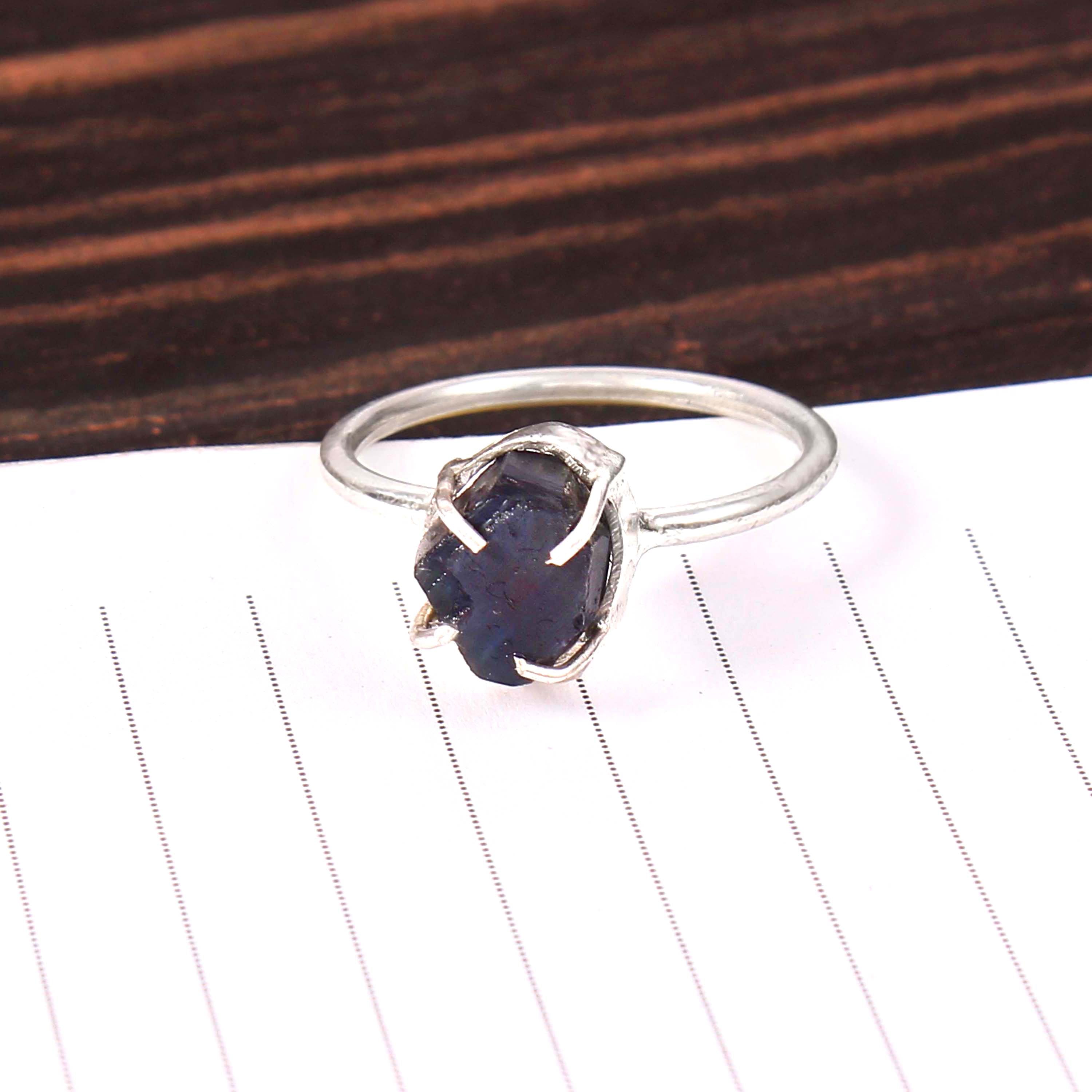 Natural Black Tourmaline Free Size Rough Gemstone Ring