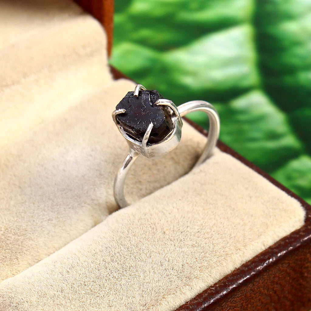 Natural Black Tourmaline Free Size Rough Gemstone Ring