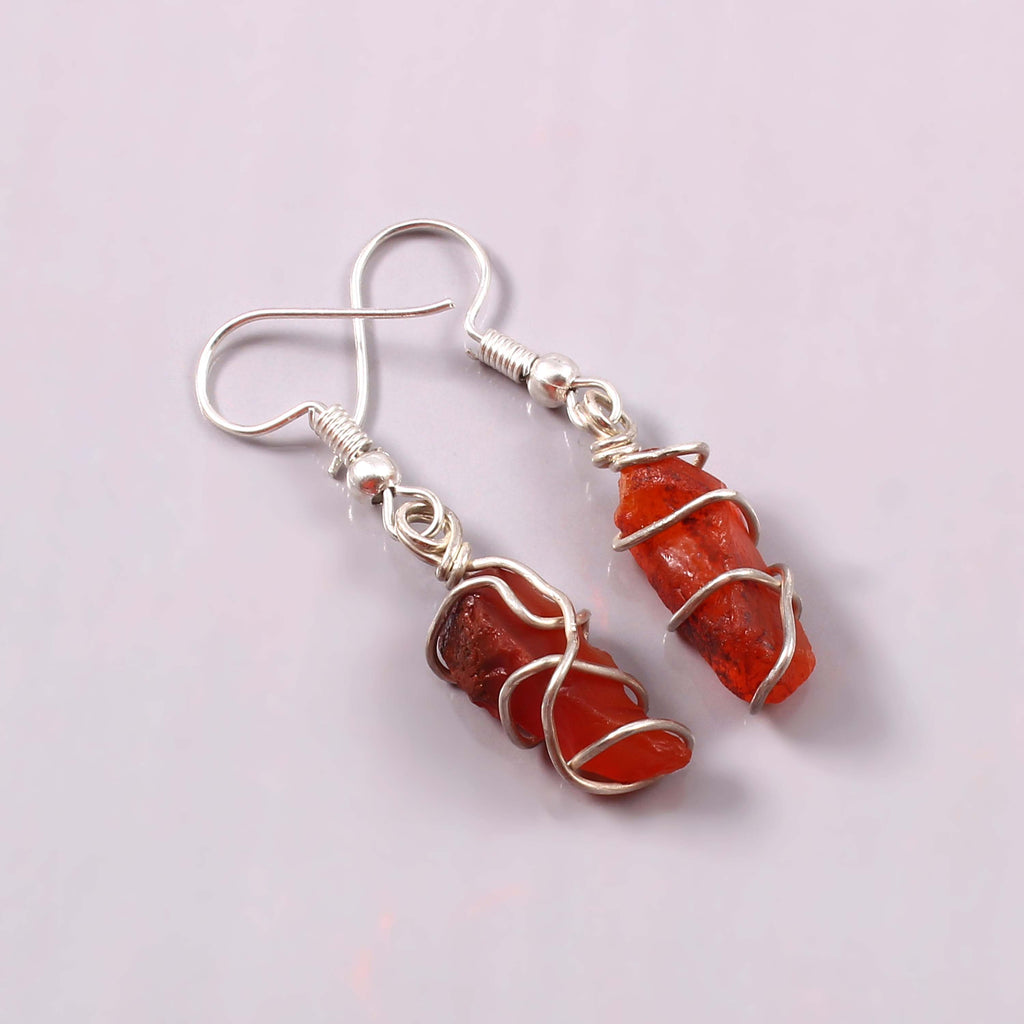 Natural Red Sunstone Gemstone Earrings