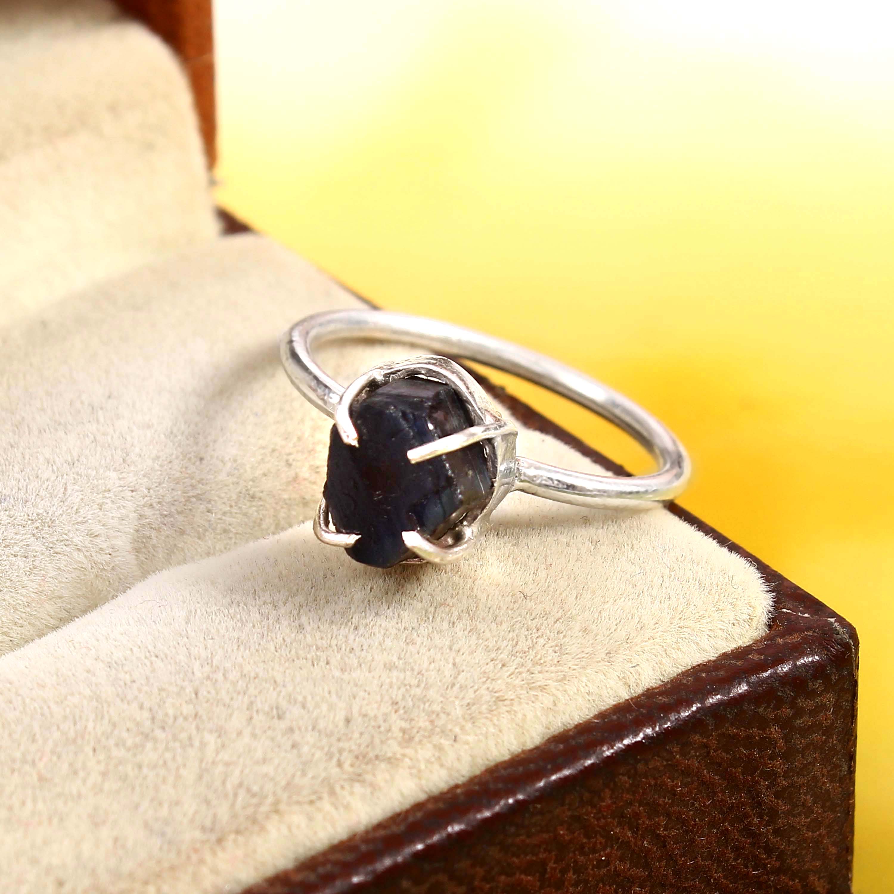Natural Black Tourmaline Free Size Rough Gemstone Ring