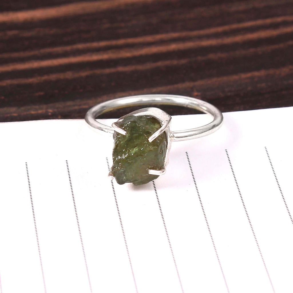Natural Green Tourmaline Free Size Rough Gemstone Ring