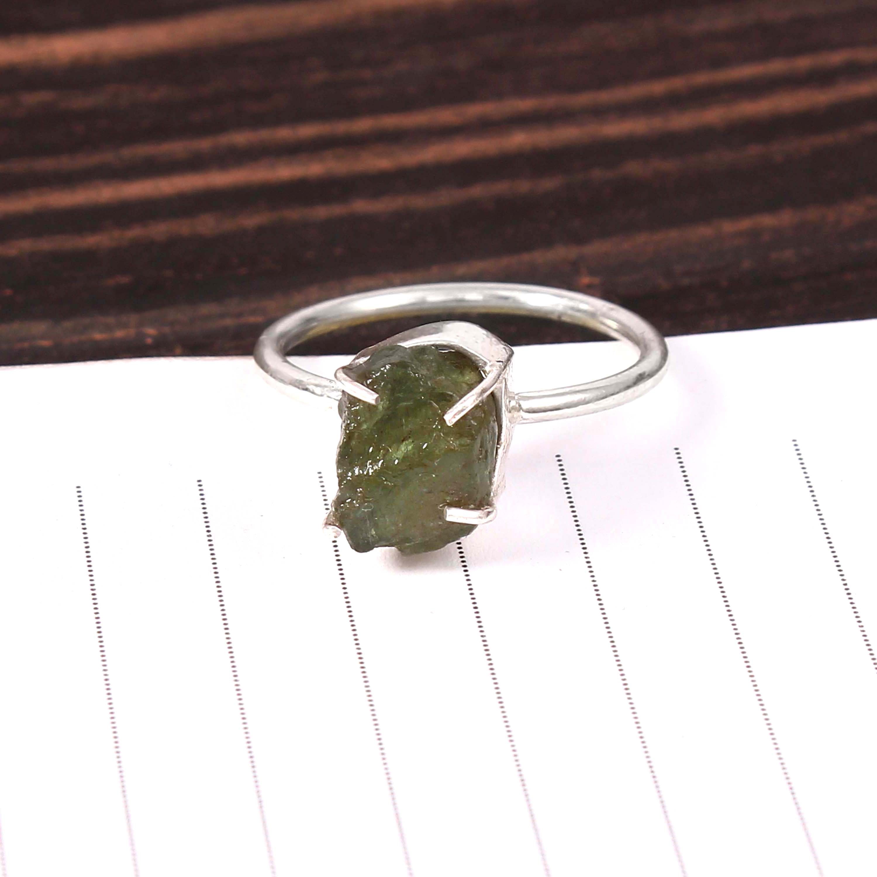 Natural Green Tourmaline Free Size Rough Gemstone Ring